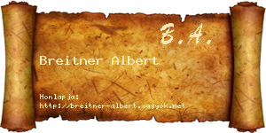 Breitner Albert névjegykártya